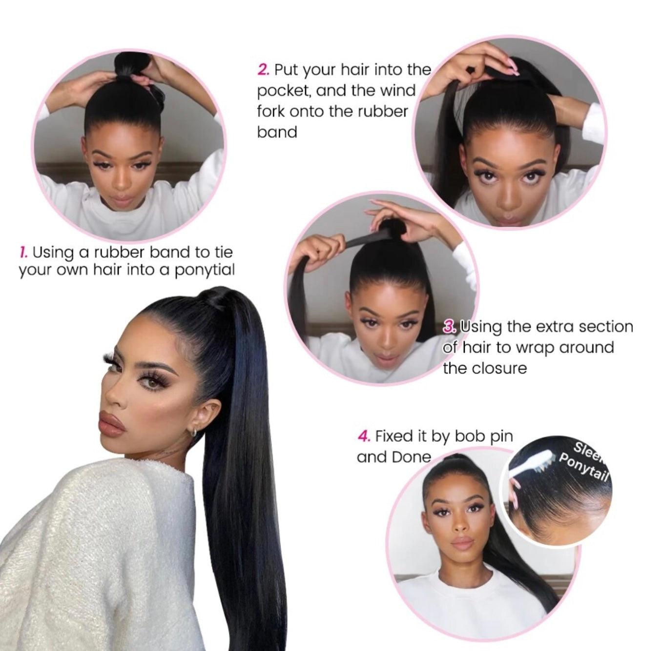 Wrap Around Straight Ponytail Extension.